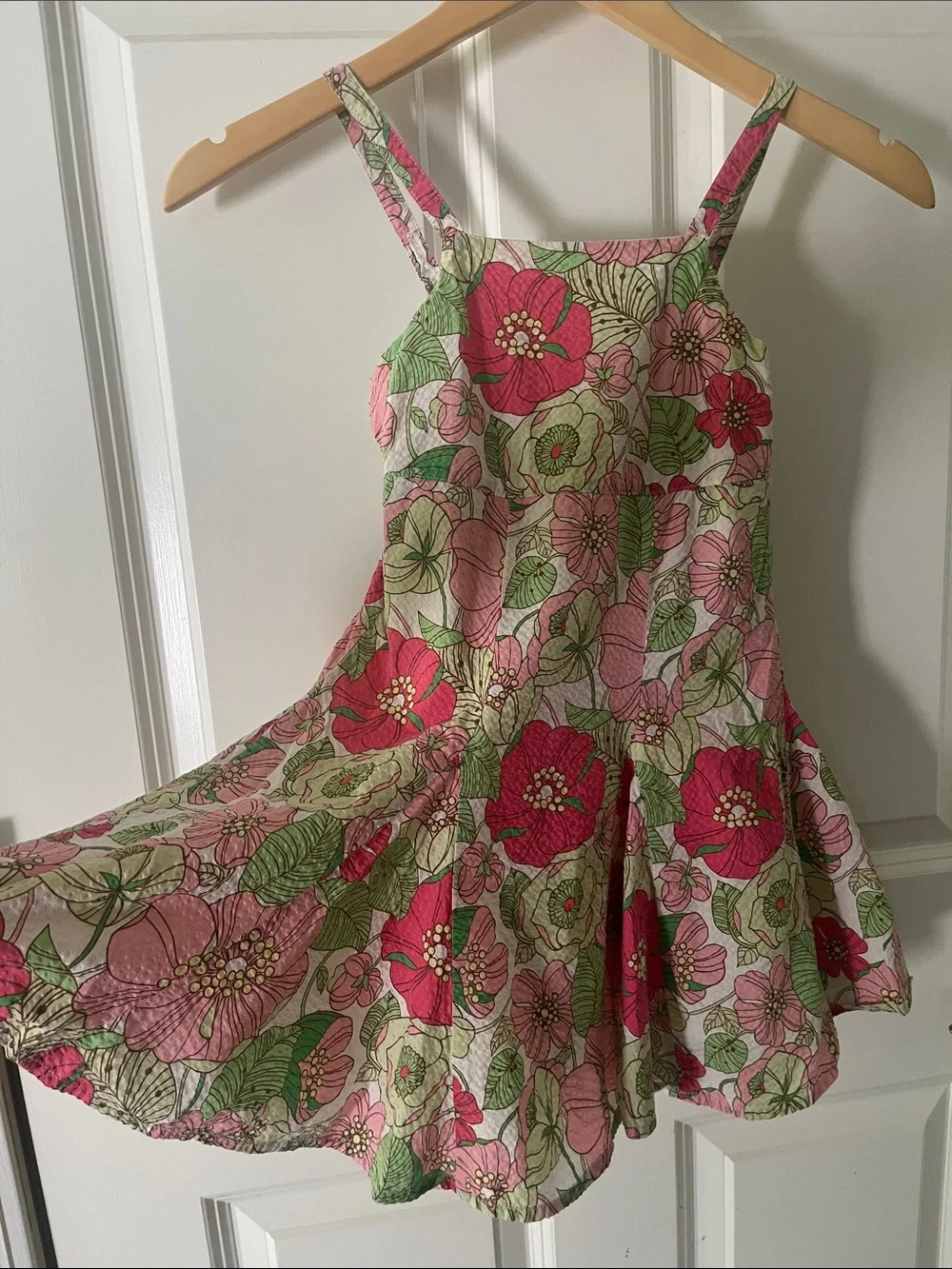 VINTAGE Gap Floral Tropical swing summer sun dress seersucker cotton Sz 3T